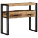 Mesas Auxiliares  Negras 90x33x75 cm de Madera Maciza de Mango y Metal