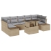 Conjunto de Sofás de Jardín  8 Piezas Beige Ratán Polietileno