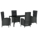 Conjunto de Comedor de Jardín de 5 Piezas  Negro Ratán Poliéster
