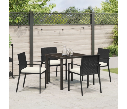 Conjunto de comedor de jardín de 5 piezas Poliratán negro