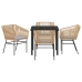 Set de 3 Marrón PE Rattan Mediano Silla de Jardín Cuadrada