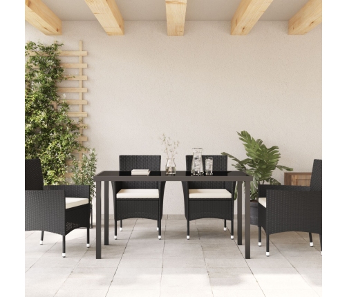 Mesa de Jardín  Negra 140x80x73 cm Vidrio Templado
