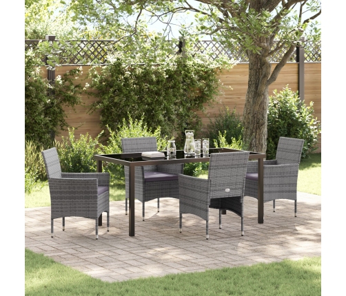 Set de Jardín de 5 Piezas  Gris Ratán Poliéster