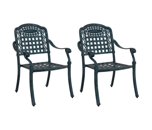 Sillas de Jardín  2 pcs Verde de Aluminio Fundido