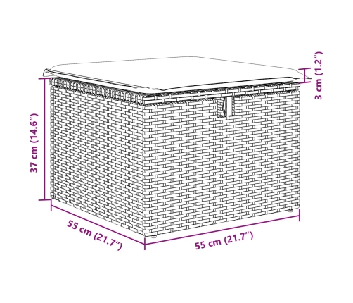 Conjunto de 4 Piezas de Sofá de Jardín con Cojines Gris Claro Rattan