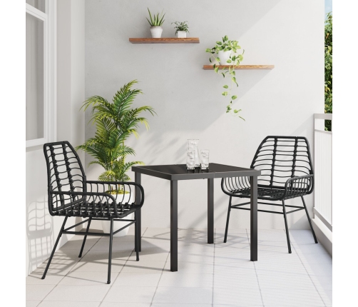 Juego de Comedor de Jardín de 3 Piezas Negro Poliratán