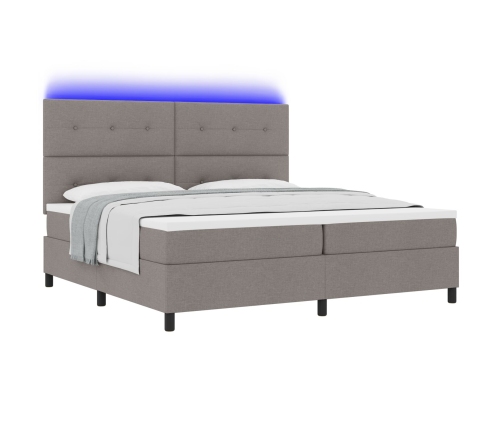 Cama con somier y colchón y LED Taupe 200x200 cm Tela