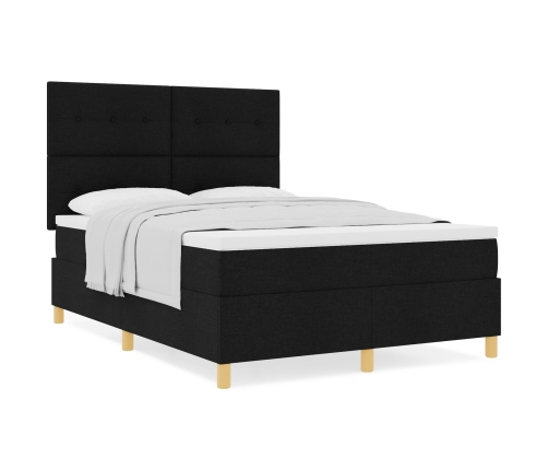 Cama de Muelles  con Colchón Negra 140x200 cm Tela