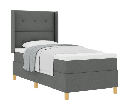 Cama con somier y colchón  Gris Oscuro 100x200 cm Tela