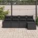 Set de Sofá de Jardín  5 Piezas Negro Ratán, cojines de poliéster