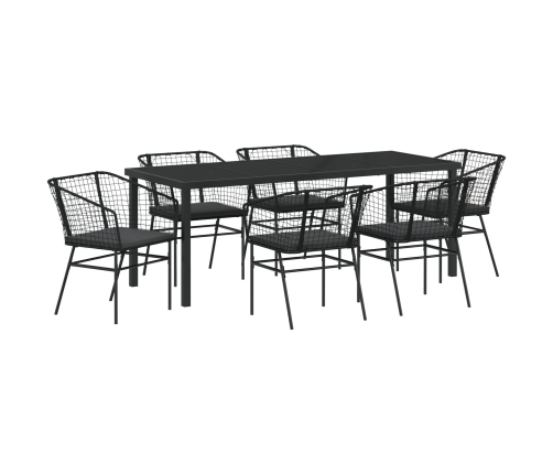 Set de 4 Negro y Gris Oscuro Poliratán, Acero Recubierto en Polvo