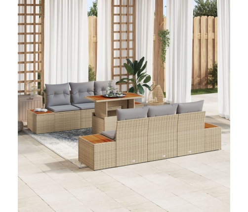 Conjunto de Sofá de Jardín  Conjunto de 7 Beige, Gris, Marrón