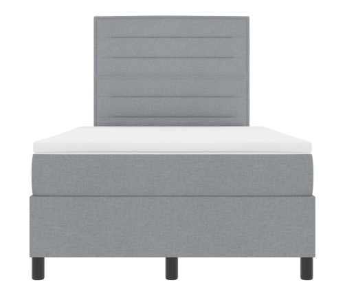 Cama con Base de Resorte con Colchón Gris Claro 120x200 cm Tela