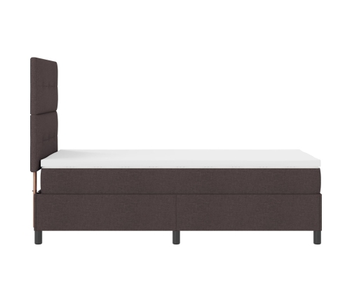 Cama con Somier y Colchón Marrón Oscuro 90x200 cm de Tela