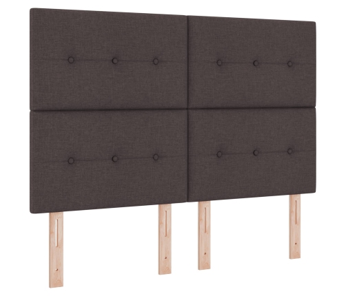 Cama con Base de Resortes y Colchón Marrón Oscuro 160x200 cm Tela