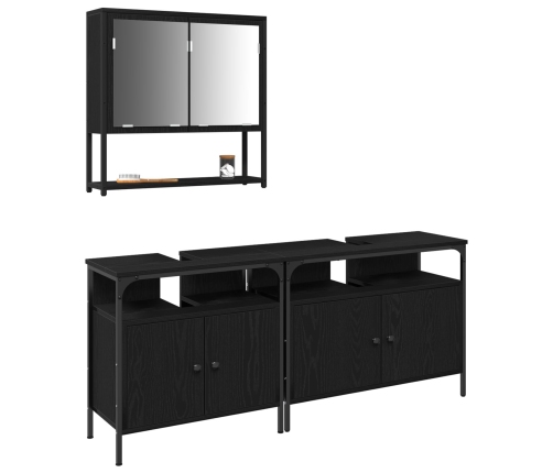 Conjunto de muebles de baño  de 3 piezas en roble negro de madera elaborada
