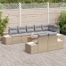 Set de sofá de jardín  de 9 piezas con cojines Beige Poliratán Acacia