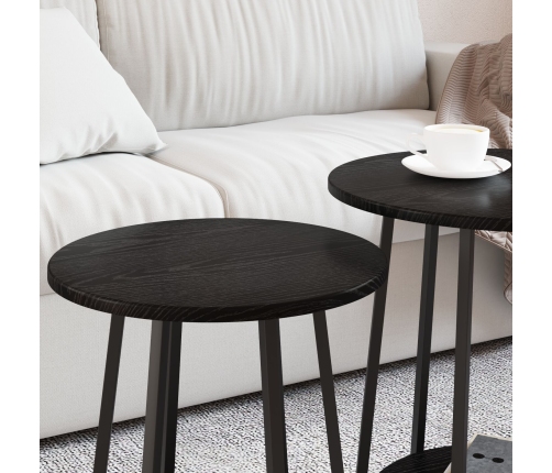 Mesa Lateral  2 pcs Negra de Madera y Metal