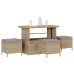Juego de Comedor de Jardín de 4 Piezas con Cojines Beige Ratán Sintético Acacia