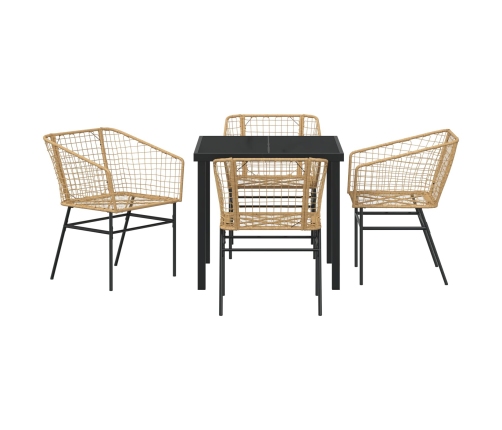 Set de Comedor de Jardín  de 5 Piezas en Poliratán Marrón