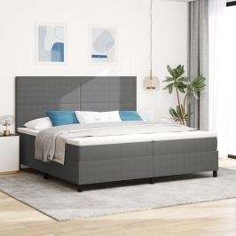 Cama con Somier  con Colchón Gris Claro 200x200 cm Tela de Pana