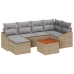 Conjunto de Sofá de Jardín de 7 Piezas con Cojines Beige de Ratán Polipropileno de Acacia