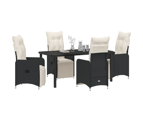 Set de Comedor de Jardín de 5 Piezas con Cojines Negros