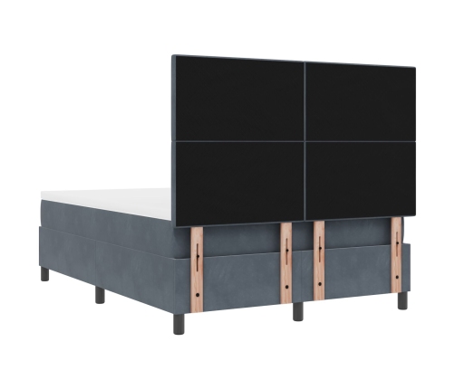 Cama Box Spring  con colchón Gris Oscuro 140x200 cm Terciopelo