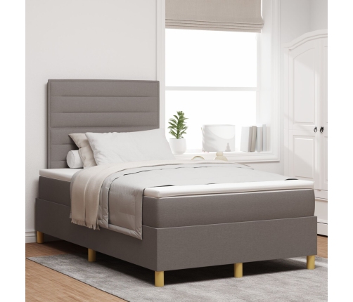 Cama Box Spring  con Colchón Taupe 120x200 cm Tela