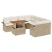 Conjunto de Sofá de Jardín de 9 Piezas con Cojines Beige Ratán Poliuretano
