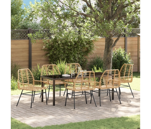 Set de Comedor de Jardín de 7 Piezas Marrón Poliratán