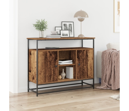 Consola de Madera Vieja 100x35x80 cm Madera Compuesta y Acero