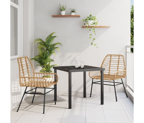 Juego de Comedor de Jardín de 3 Piezas Marrón Poliratán