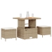 Conjunto de Comedor de Jardín de 3 Piezas con Cojines Beige de Ratán Poliéster y Acacia