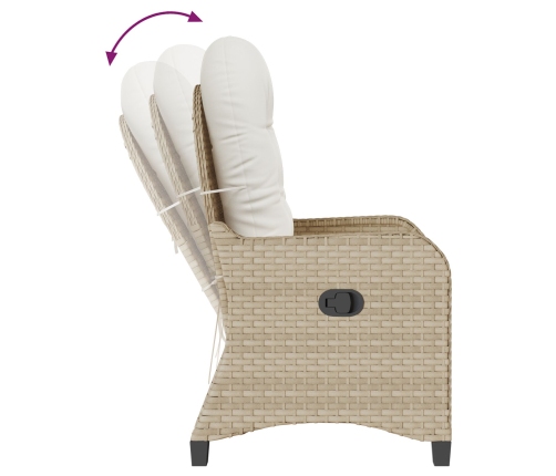 Sillón Recliner con Cojín Beige de Poliratán