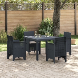 Juego de Comedor de Jardín de 5 Piezas con Cojines Antracita
