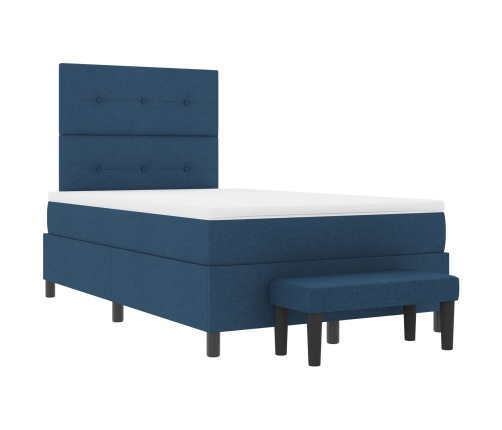Cama con Box Spring y Colchón Azul 120x200 cm Tela