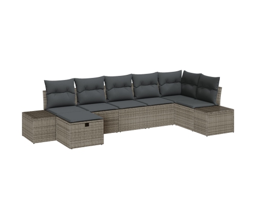 Juego de Sofá de Jardín de 7 Piezas con Co cushions Gris de Ratán Sintético