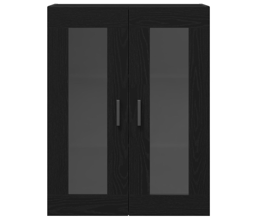 Gabinete Montado en la Pared con Puertas de Vidrio Roble Negro 69.5x34x90 cm