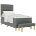 Cama con Sommier y Banco Gris Oscuro 100x200 cm Tela