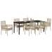 Conjunto de Comedor de Jardín de 7 Piezas con Cojines Beige de Ratán