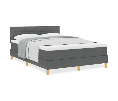 Cama Box Spring  con colchón gris oscuro 160x200 cm tela
