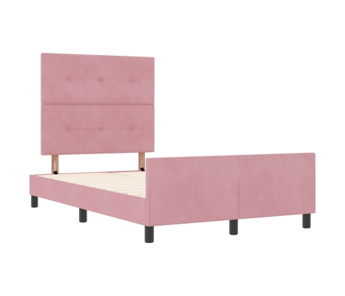 Estructura de Cama de Terciopelo Rosa  120x200 cm