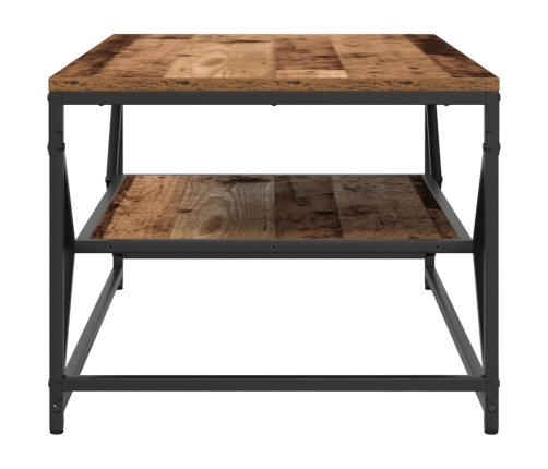 Mesa de café con estante de madera envejecida 90x50x40 cm, hecha de madera