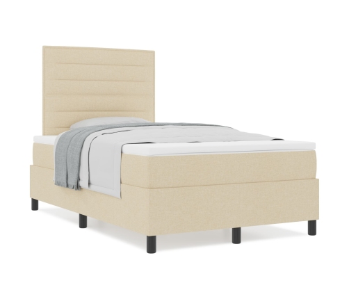 Cama con base de resortes  con colchón crema 120x200 cm Tela