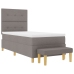 Cama con Somier  con Colchón y Banco Taupe 100x200 cm Tela