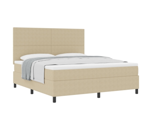 Cama con Box Spring  con Colchón Verde Claro Gris Super King Tela de Corduroy