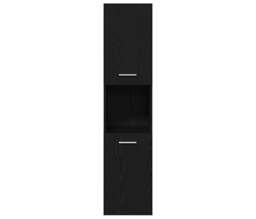 Gabinete de baño de pared  negro y roble de 30x30x130 cm, de madera compuesta