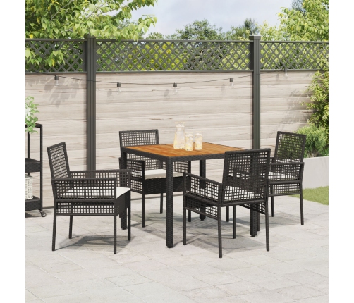 Juego de Comedor Set de 4 Negro Metal, Ratán Duradero