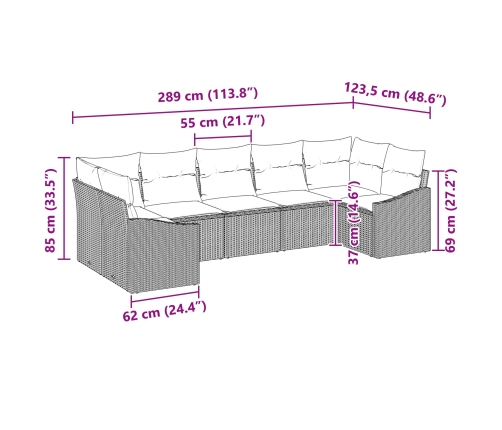 Conjunto de Sofá de Jardín  Juego de 7 Beige, Gris Ratán, Poliéster